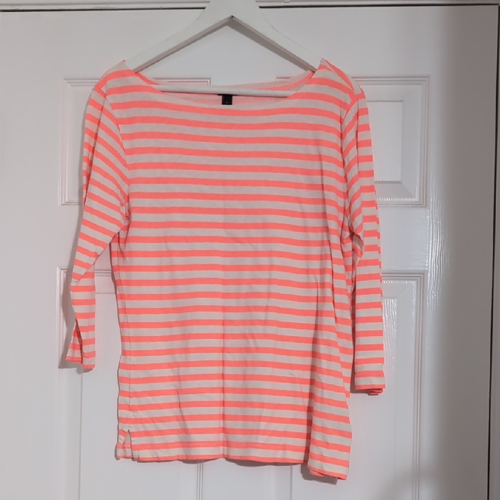 J. Crew Boatneck Orange 3/4 Sleeve Top
